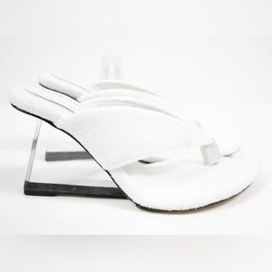 NIB Good American White Terry Thong Wedge Sandals Size 8